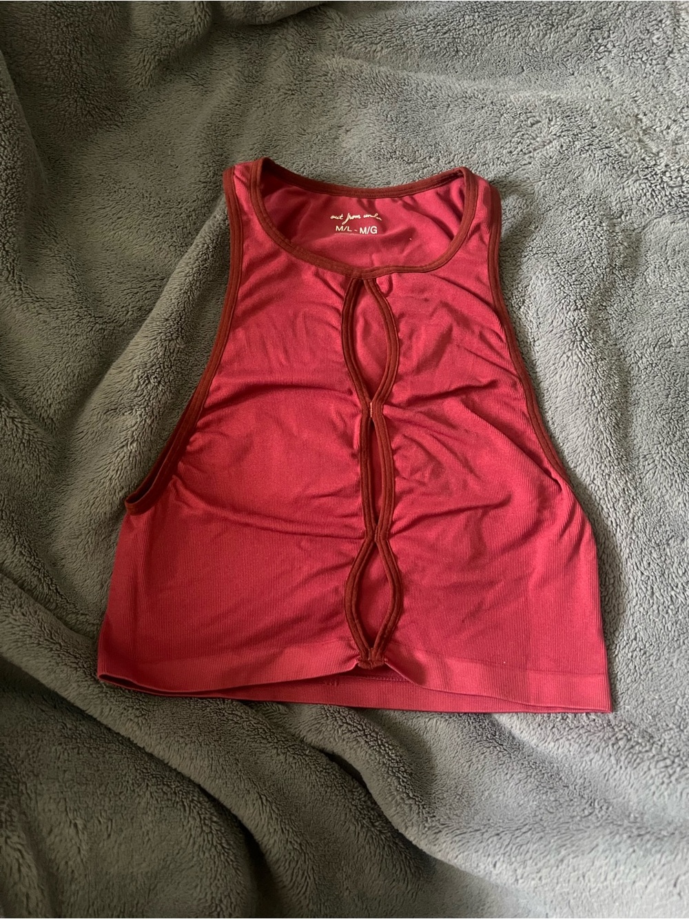 Urban Outfitters Red Sleeveless Crop Top with Front Loop Cutouts